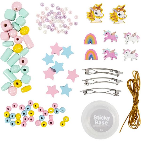 Produktbild: Creativ Company Mini Kreativ Set Schmuck, Halskette, Armb&auml;nder, Ohrringe, Hellblau, Rosa, Gelb