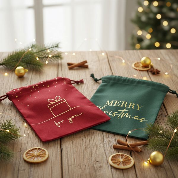 Produktbild: Geschenkbeutel "Merry Christmas" - dark green