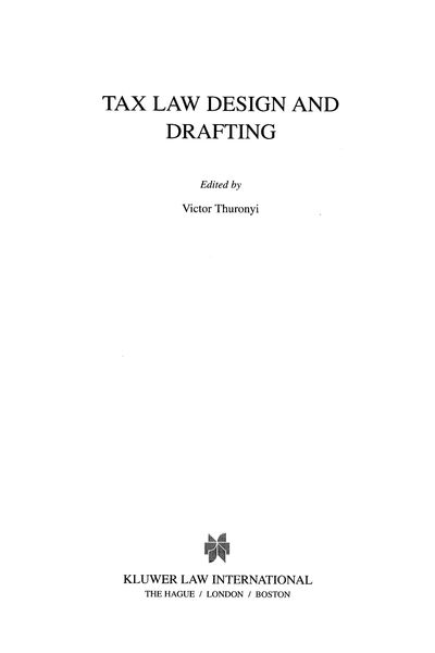 Produktbild: Tax Law Design and Drafting