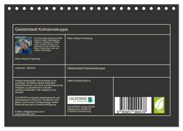 Produktbild: Geisterstadt Kolmannskuppe (Tischkalender 2026 DIN A5 quer), CALVENDO Monatskalender