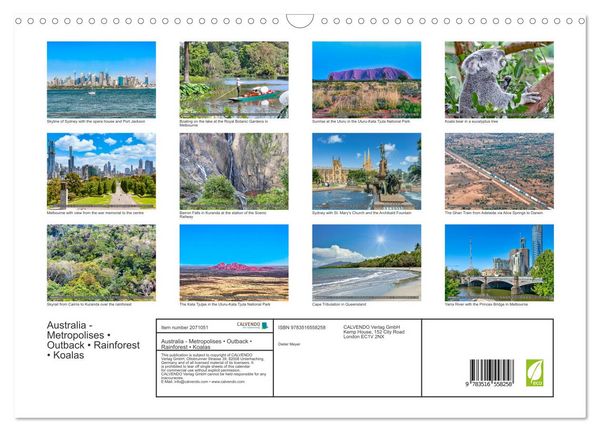 Produktbild: Australia - Metropolises &bull; Outback &bull; Rainforest &bull; Koalas (Wall Calendar 2026 DIN A3 landscape), CALVENDO 12 Month Wall Calendar