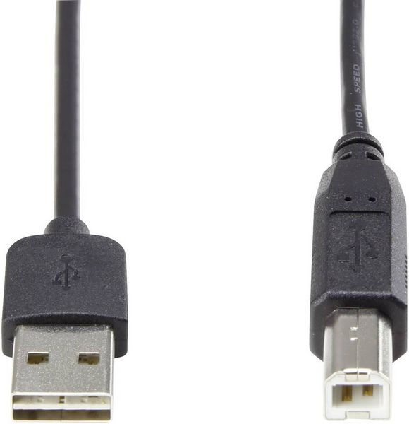 Produktbild: Renkforce USB-Kabel USB 2.0 USB-A Stecker, USB-B Stecker 1.80 m Schwarz beidseitig verwendbarer Stecker, vergoldete Steckkontakte RF-4078644