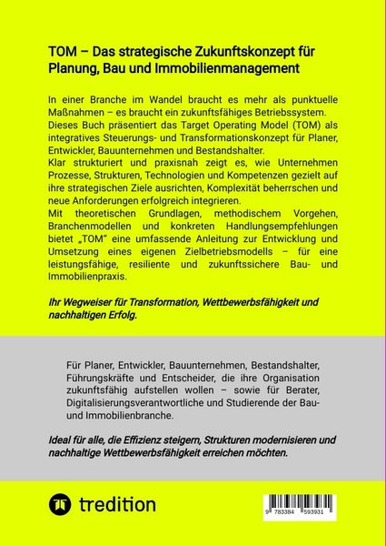 Produktbild: TOM &ndash; Das strategische Zukunftskonzept f&uuml;r Planung, Bau und Immobilienmanagement