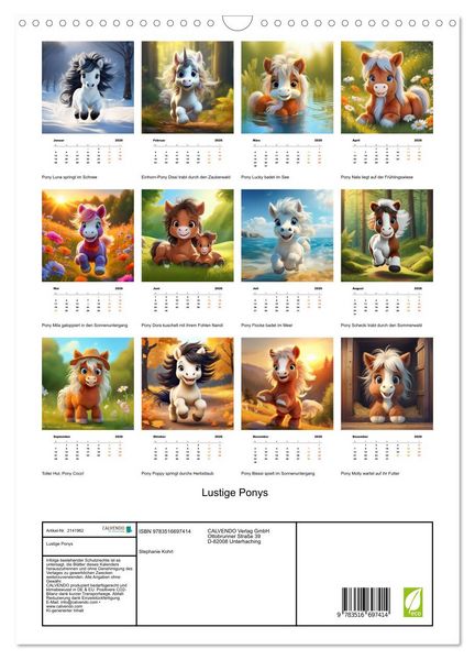 Produktbild: Lustige Ponys (Wandkalender 2026 DIN A3 hoch), CALVENDO Monatskalender