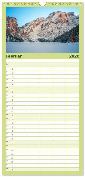 Produktbild: Familienplaner 2026 - Pragser Wildsee - Traumziel in den Dolomiten mit 5 Spalten (Wandkalender, 21 x 45 cm) CALVENDO