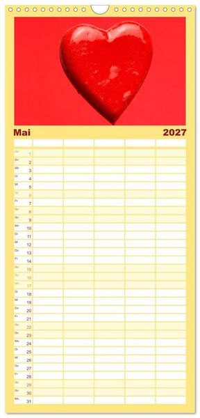 Produktbild: Familienplaner 2027 - Alles in Rot mit 5 Spalten (Wandkalender, 21 x 45 cm) CALVENDO
