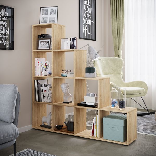 Produktbild: Holz Stand Treppenregal Regal 10 F&auml;cher Napoli