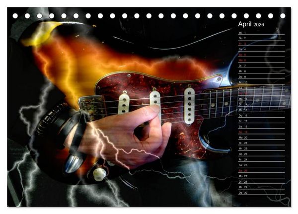 Produktbild: Rockgitarren Power (Tischkalender 2026 DIN A5 quer), CALVENDO Monatskalender