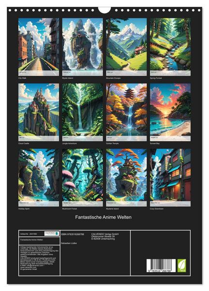 Produktbild: Fantastische Anime Welten (Wandkalender 2026 DIN A3 hoch), CALVENDO Monatskalender