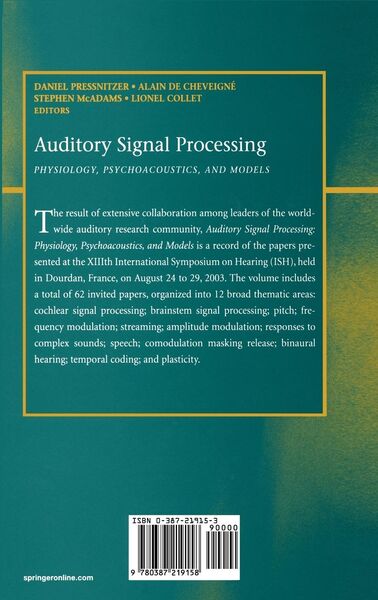 Produktbild: Auditory Signal Processing
