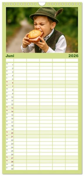 Produktbild: Familienplaner 2026 - Leberk&auml;se-Kalender - Die Leberk&auml;ssemmel aus Bayern mit 5 Spalten (Wandkalender, 21 x 45 cm) CALVENDO