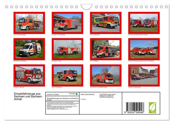Produktbild: Einsatzfahrzeuge aus Sachsen und Sachsen-Anhalt (Wandkalender 2026 DIN A4 quer), CALVENDO Monatskalender