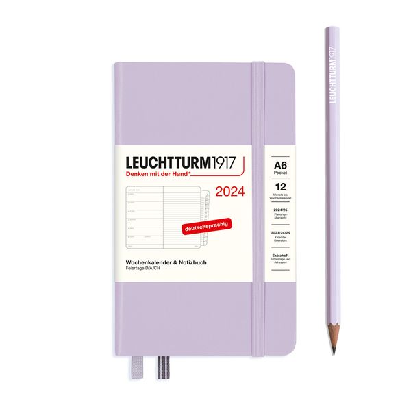Produktbild: LEUCHTTURM1917 Wochenkalender & Notizbuch Pocket (A6) 2024, mit Extraheft, Lilac, Deutsch