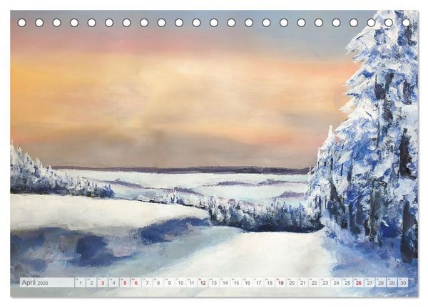 Produktbild: Winterzauberwelt - Gemalte Winterlandschaften (Tischkalender 2026 DIN A5 quer), CALVENDO Monatskalender
