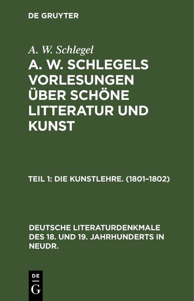 Produktbild: Die Kunstlehre. (1801&ndash;1802)