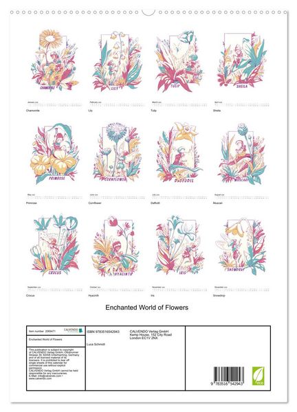 Produktbild: Enchanted World of Flowers (High Quality Premium Wall Calendar 2026 DIN A2 portrait),CALVENDO 12 Month Wall Calendar
