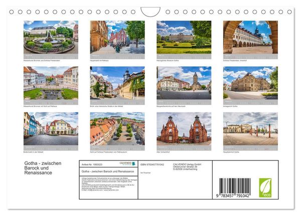 Produktbild: Gotha - zwischen Barock und Renaissance (Wandkalender 2026 DIN A4 quer), CALVENDO Monatskalender