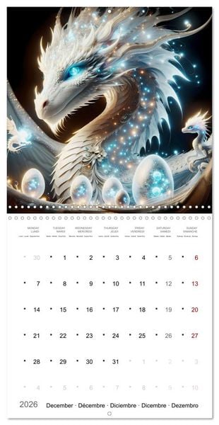 Produktbild: Moments d'amours de dragons (Calendrier mural carr&eacute; 2026 30x30 cm) Calendrier double avec une page pour vos prises de notes
