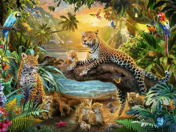 Ravensburger 17435 Teile\' Leopardenfamilie Dschungel, - Spielwaren 1500 im kaufen - Puzzle