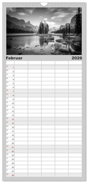 Produktbild: Familienplaner 2026 - Monochrome Wonders mit 5 Spalten (Wandkalender, 21 x 45 cm) CALVENDO