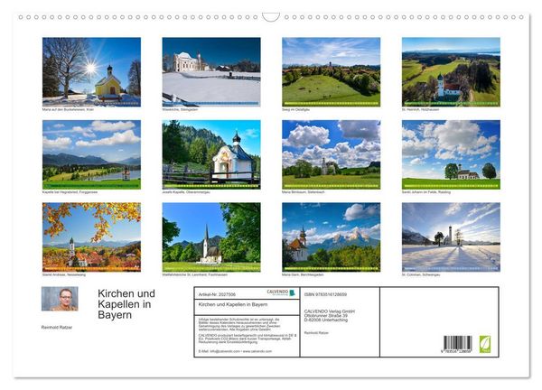Produktbild: Kirchen und Kapellen in Bayern (Wandkalender 2026 DIN A2 quer), CALVENDO Monatskalender