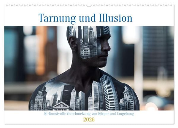 Produktbild: Tarnung und Illusion KI-Kunstvolle Verschmelzung von K&ouml;rper und Umgebung (Wandkalender 2026 DIN A2 quer), CALVENDO Monatskalender