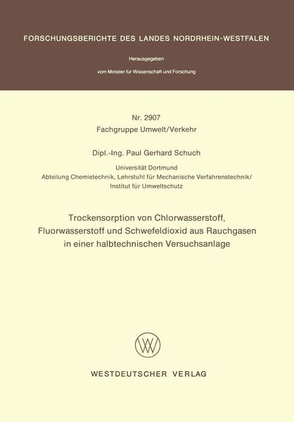 Produktbild: Trockensorption von Chlorwasserstoff, Fluorwasserstoff und Schwefeldioxid aus Rauchgasen in einer halbtechnischen Versuchsanlage