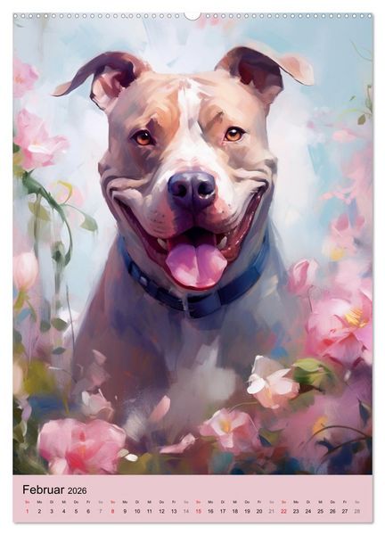 Produktbild: Pit Bull Aquarelle. Illustrationen von tollen Hunden (Wandkalender 2026 DIN A2 hoch), CALVENDO Monatskalender