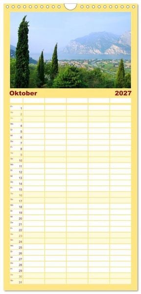 Produktbild: Familienplaner 2027 - Gardasee mit 5 Spalten (Wandkalender, 21 x 45 cm) CALVENDO