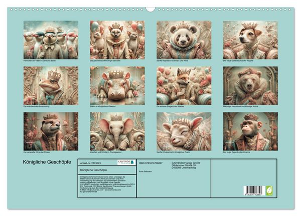 Produktbild: K&ouml;nigliche Gesch&ouml;pfe (Wandkalender 2026 DIN A2 quer), CALVENDO Monatskalender