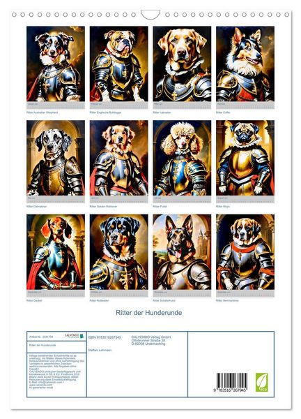 Produktbild: Ritter der Hunderunde (Wandkalender 2026 DIN A3 hoch), CALVENDO Monatskalender