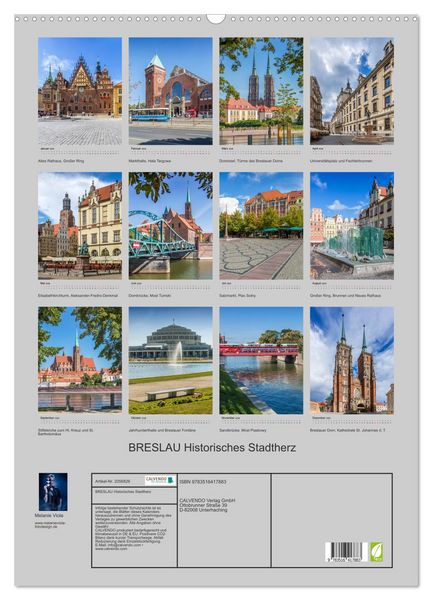 Produktbild: BRESLAU Historisches Stadtherz (Wandkalender 2026 DIN A2 hoch), CALVENDO Monatskalender