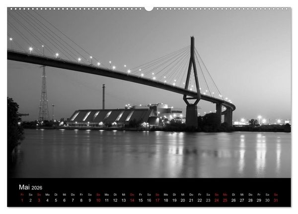 Produktbild: Hamburg monochrome Impressionen (hochwertiger Premium Wandkalender 2026 DIN A2 quer), Kunstdruck in Hochglanz