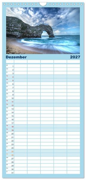 Produktbild: Familienplaner 2027 - Rundreise: Dorset in sieben Tagen mit 5 Spalten (Wandkalender, 21 x 45 cm) CALVENDO