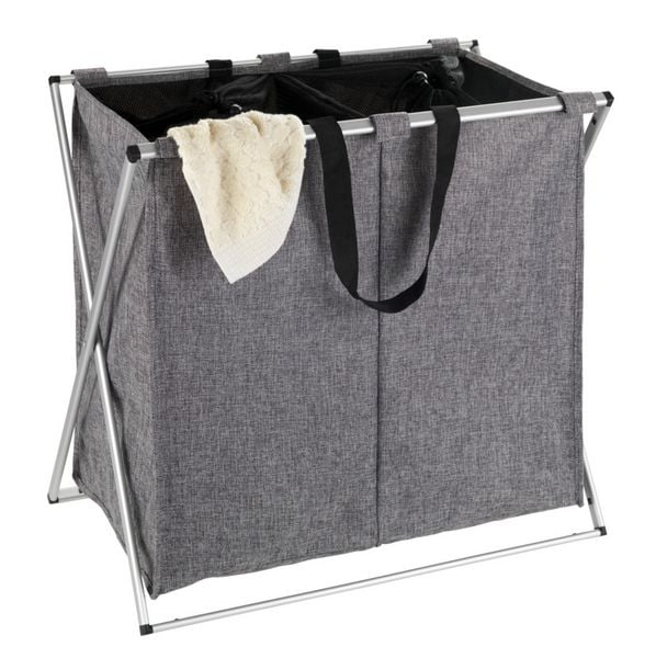 Produktbild: W&auml;schesammler Mod. Duo Grau meliert, Fassungsverm&ouml;gen: 120 Liter