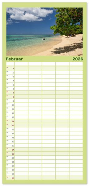 Produktbild: Familienplaner 2026 - Guadeloupe - Karibische Traumstr&auml;nde mit 5 Spalten (Wandkalender, 21 x 45 cm) CALVENDO