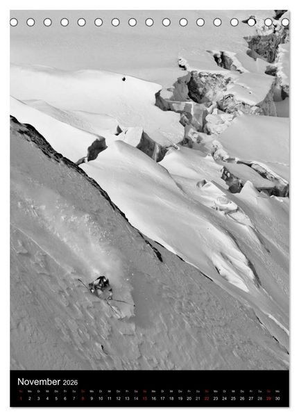 Produktbild: Monochrome Ski (Tischkalender 2026 DIN A5 hoch), CALVENDO Monatskalender