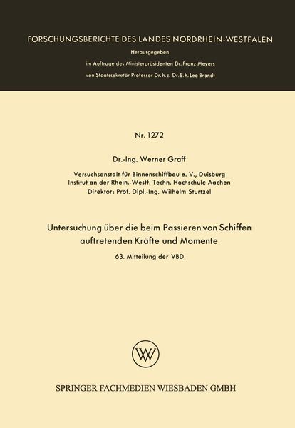 Produktbild: Untersuchung &uuml;ber die beim Passieren von Schiffen auftretenden Kr&auml;fte und Momente