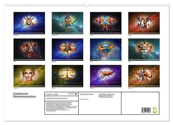 Produktbild: Galaktische Sternkreiszeichen (Wandkalender 2026 DIN A2 quer), CALVENDO Monatskalender