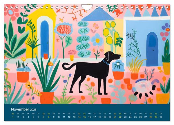 Produktbild: Hunde Kunstwerke - Hunde im Stil des Fauvismus k&uuml;nstlerisch gestaltet (Wandkalender 2026 DIN A4 quer), CALVENDO Monatskalender