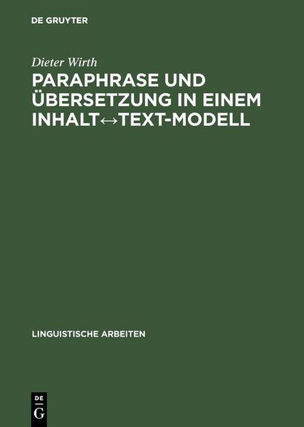 Produktbild: Paraphrase und &Uuml;bersetzung in einem Inhalt&iquest;Text-Modell