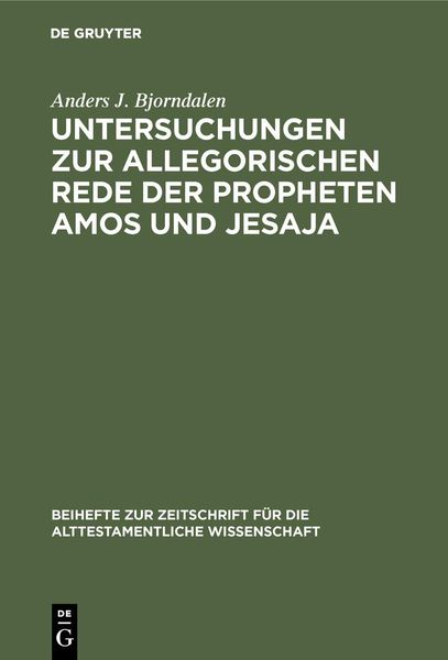 Produktbild: Untersuchungen zur allegorischen Rede der Propheten Amos und Jesaja