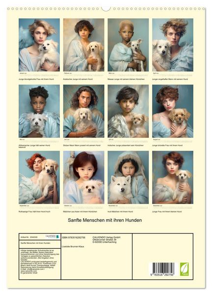 Produktbild: Sanfte Menschen mit ihren Hunden (hochwertiger Premium Wandkalender 2026 DIN A2 hoch), Kunstdruck in Hochglanz
