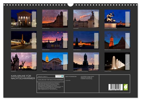 Produktbild: KARLSRUHE F&Uuml;R NACHTSCHW&Auml;RMER (Wandkalender 2027 DIN A3 quer), CALVENDO Monatskalender
