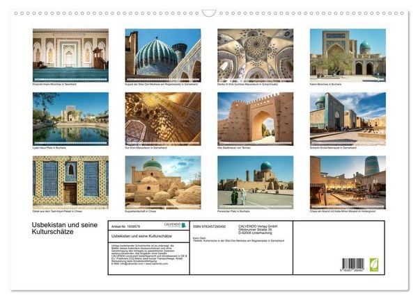Produktbild: Usbekistan und seine Kultursch&auml;tze (Wandkalender 2026 DIN A2 quer), CALVENDO Monatskalender