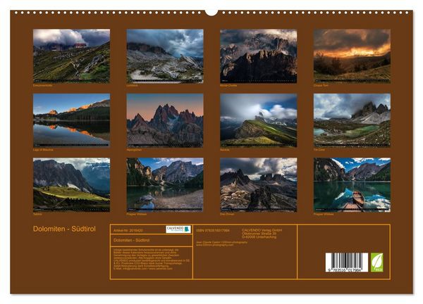 Produktbild: Dolomiten - S&uuml;dtirol (hochwertiger Premium Wandkalender 2026 DIN A2 quer), Kunstdruck in Hochglanz