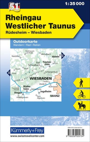 Produktbild: K&uuml;mmerly+Frey Outdoorkarte Deutschland 51 Rheingau, Westlicher Taunus 1:35.000