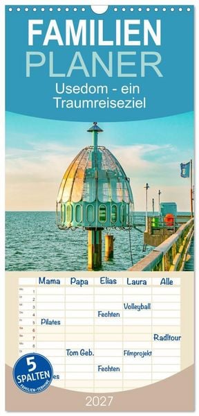 Produktbild: Familienplaner 2027 - Usedom - ein Traumreiseziel mit 5 Spalten (Wandkalender, 21 x 45 cm) CALVENDO