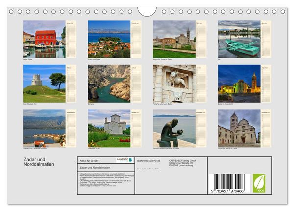 Produktbild: Zadar und Norddalmatien (Wandkalender 2026 DIN A4 quer), CALVENDO Monatskalender