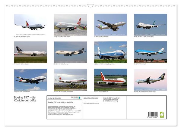 Produktbild: Boeing 747 - die K&ouml;nigin der L&uuml;fte (Wandkalender 2026 DIN A2 quer), CALVENDO Monatskalender
